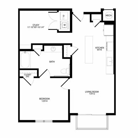 One-Plus Bedroom (A7) 6103 floor plan